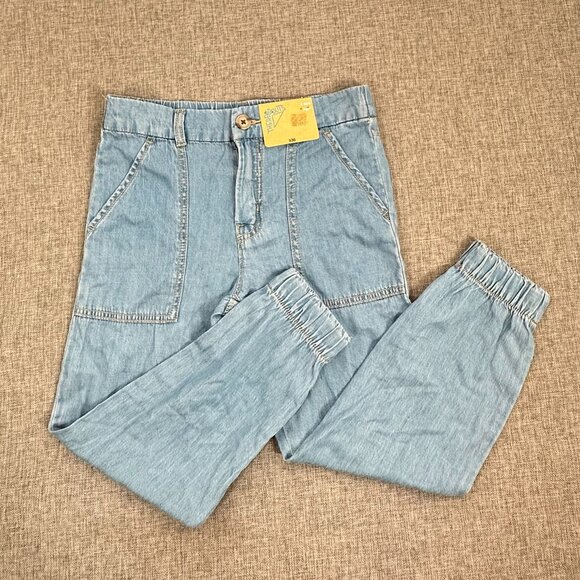 NEW! Thereabouts Boys Kids Denim Joggers Pants Light Wash 5 Reg $36 Cotton Blend - Picture 1 of 12